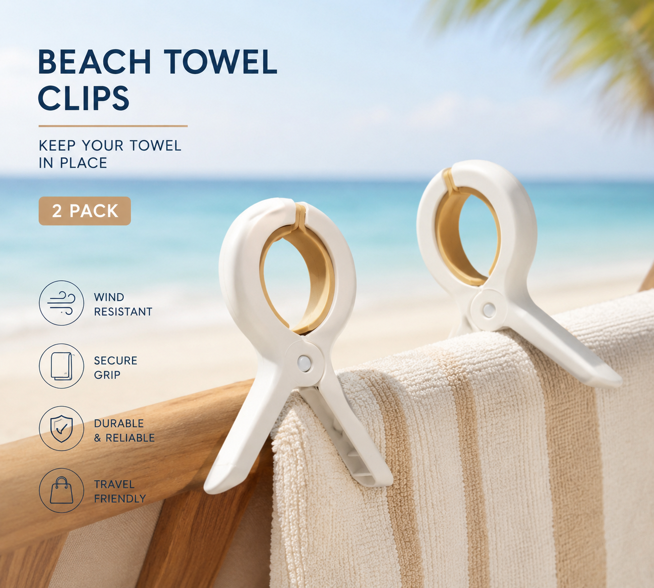 Beach Towel Clips - 2pcs