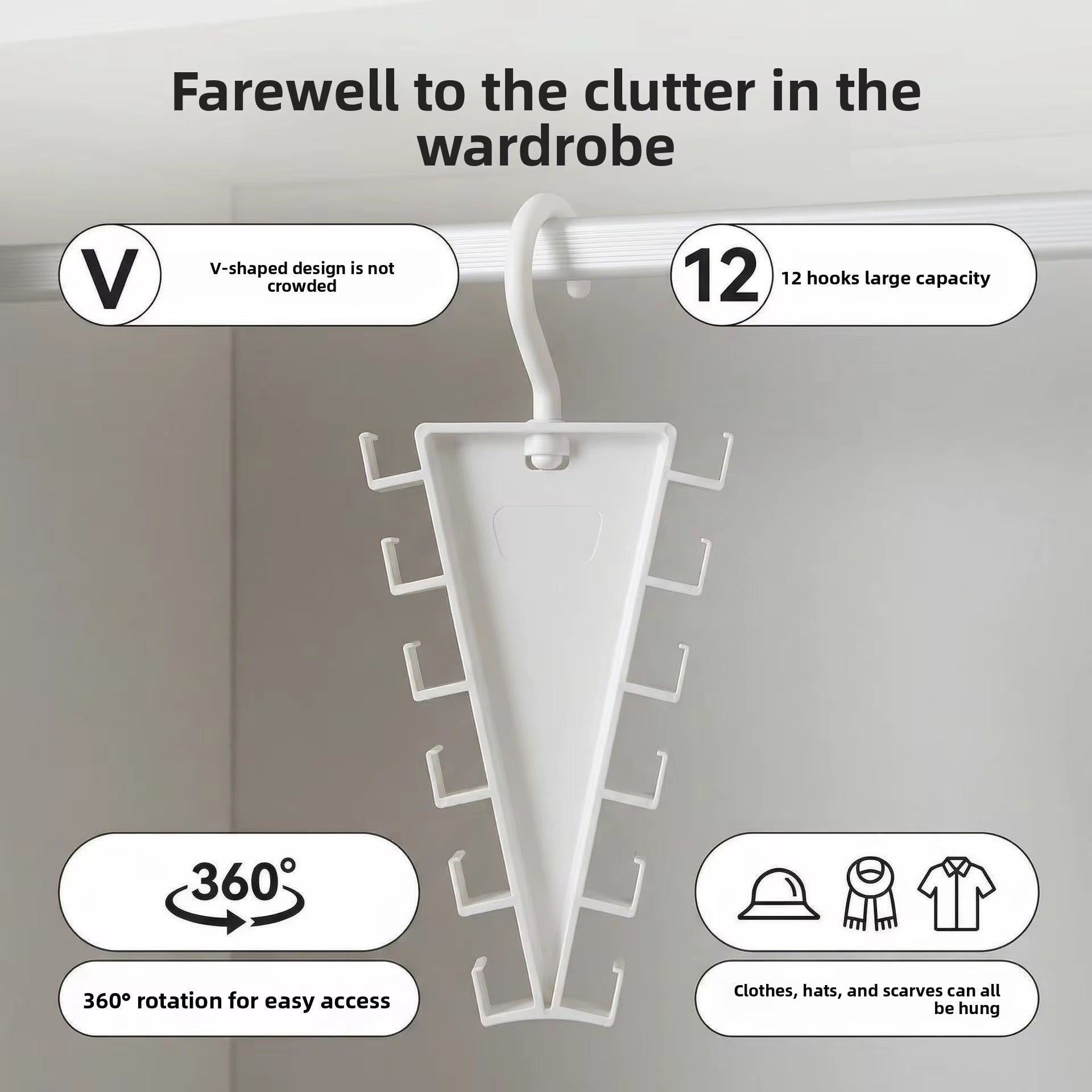 Multi-Hook Wardrobe Organizer