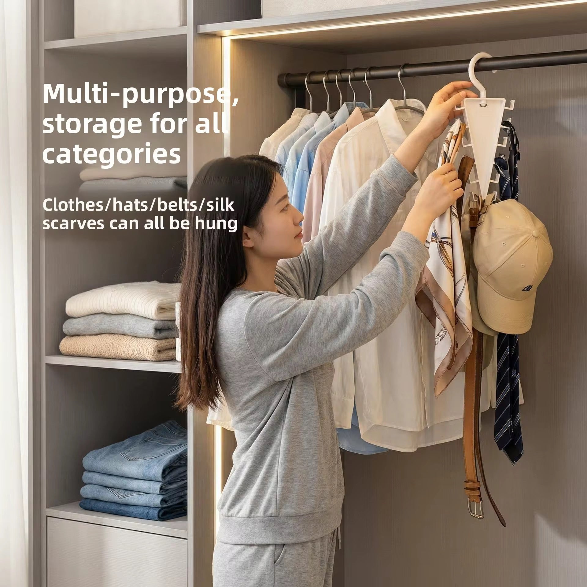 Multi-Hook Wardrobe Organizer